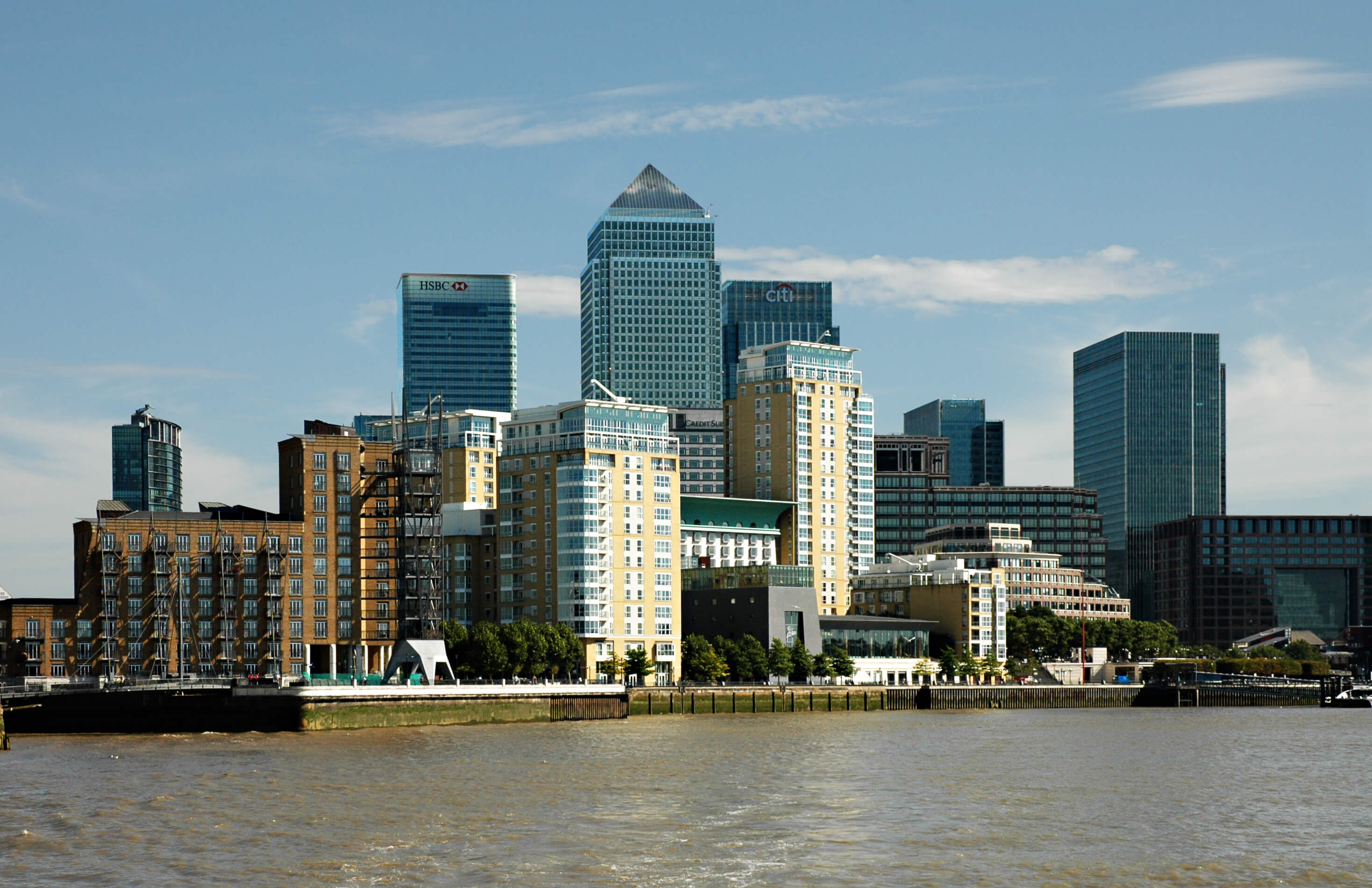 London, Canary Wharf from Thames
