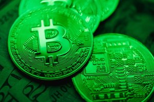 green bitcoin coins