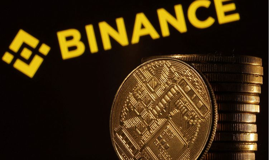 Binance and stack of golden coins