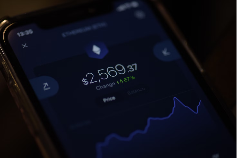 Smartphone with price chart