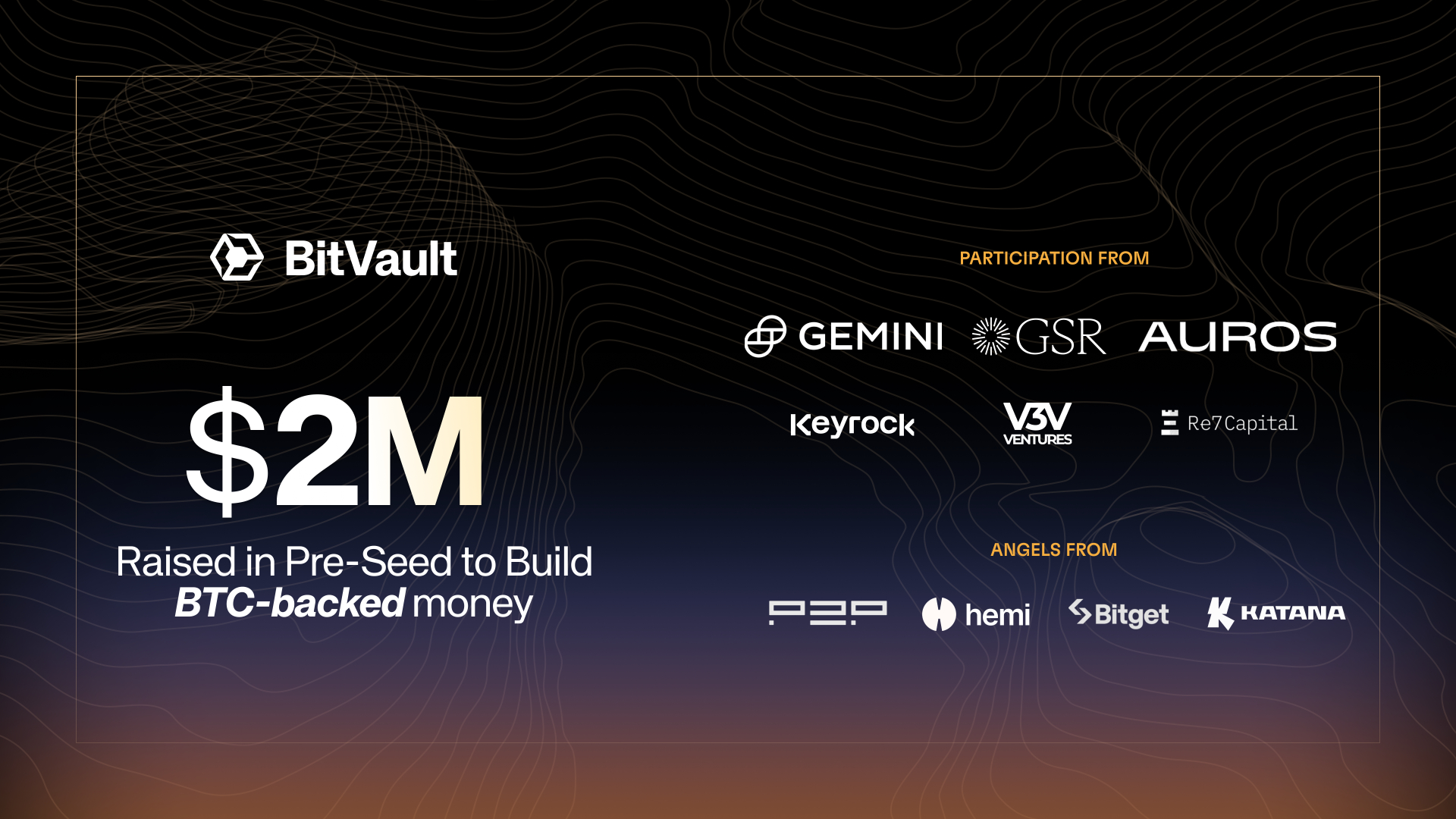 BitVault Raises $2M from GSR, Gemini, and Auros to Launch BTC-Backed Money  - FinanceFeeds