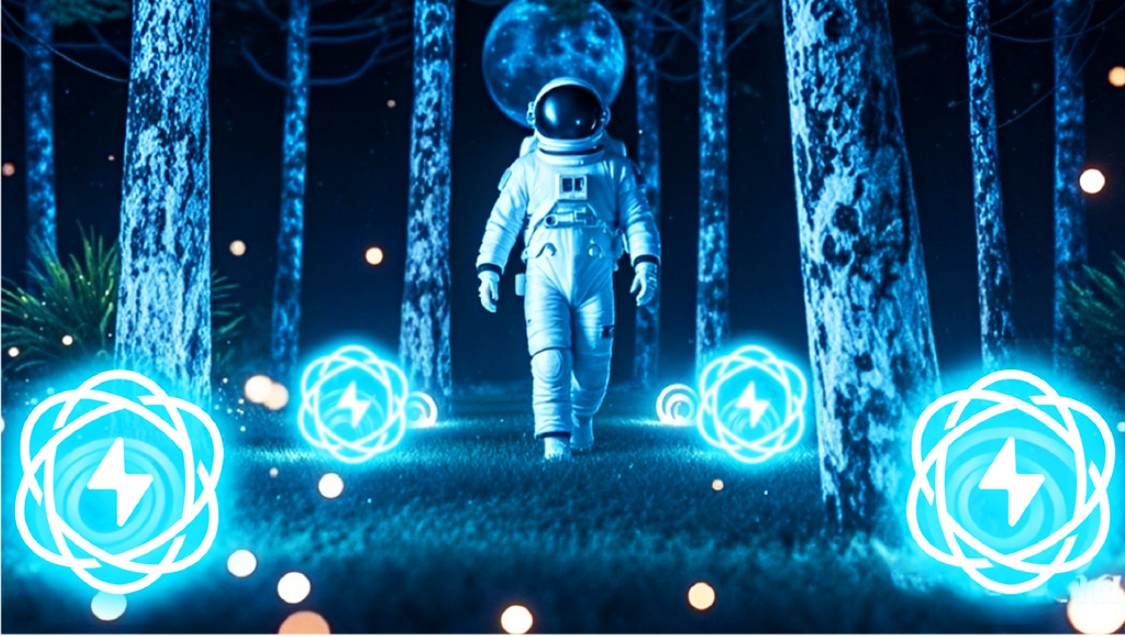 astranaut in the forest