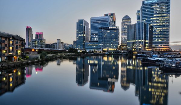 Canary Wharf after sunset 14950863732