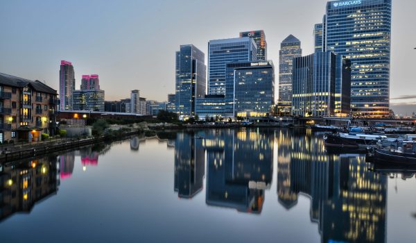 Canary Wharf after sunset 14950863732