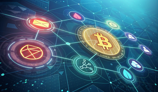 DEX with Bitcoin logo and others.